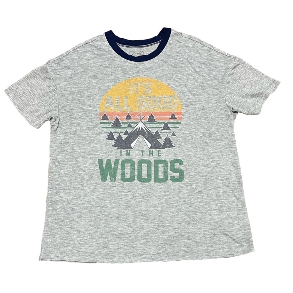 Gold Rush It’s All Good In The Woods Hiking Grey Women’s Tee Sz XL